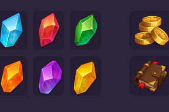 create 2d game art props, objects, icons