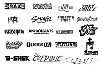 design modern dj,music,text and typography logo