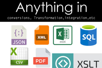 convert or transform xml, json, csv, sql or text files to any format