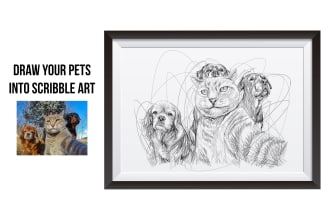 draw your pet into scribble sketch art portrait
