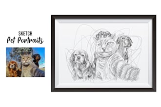 draw your pet into sketch art portrait