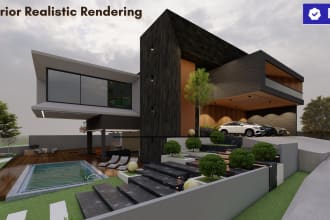 design, render 3d exterior of house, commercial building rendering