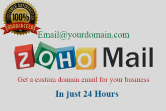 setup zoho mail, email with your domain name in 24 hours