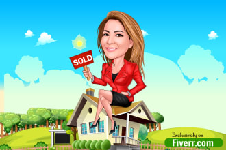 draw funny cartoon caricature illustration for you