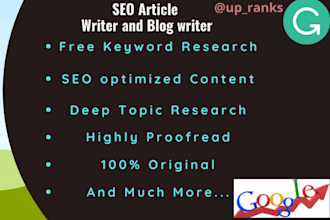 do SEO article writing, blog writing of 1500 words