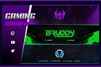 design custom gaming banner for twitch, youtube and twitter