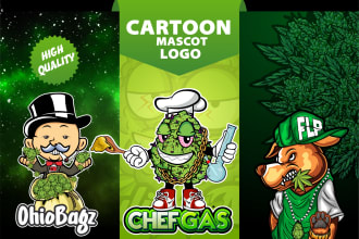 design eye catchy cannabis cartoon mascot logo for you