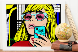 draw you into custom  pop art comic book, personalized