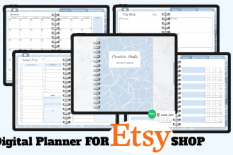 design custom digital planner, journal ,calendar for etsy shop