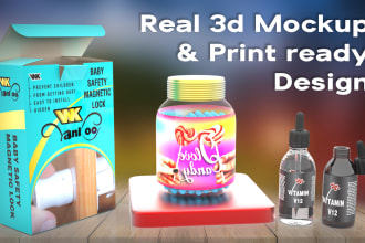 design product bottle, box, label, and 3d mockup