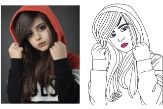 make black and white illustrations line art for you