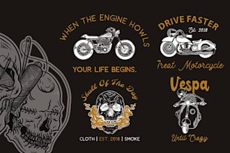 create vintage motorcycle skull illustration