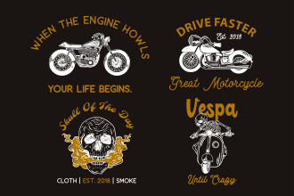 make a hand drawn motorcycle and skull illustration design