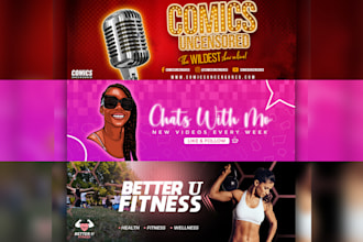 design facebook cover, youtube banner, web banner, logo