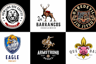 create hand drawn animal illustrations logo designs