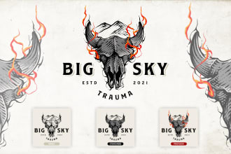 draw a skull illustration logo in my style