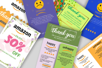 design professional amazon thank you card, product instruction cards