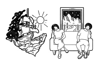 make a line art design and minimalist tattoo for you