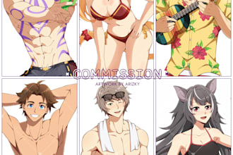 draw your character with summer theme anime
