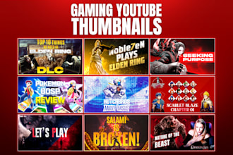 design an eye catching unique gaming youtube thumbnail