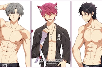 draw an ikemen style, handsome guy, original character anime