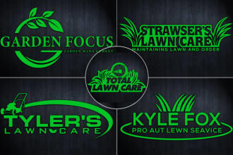 design awesome lawn care, grass trimming and landscape logo