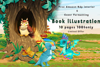 design cool children story book illustration and kdp cover