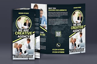 design your professional business trifold and bifold  brochure