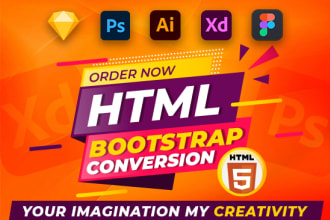 convert sketch to html, psd, xd to html bootstrap