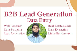 do data entry, b2b lead generation, web research, data extraction, data mining
