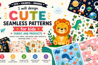 design cute seamless patterns for kids fabric and products