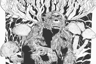 draw black white detailed illustration for t shirt or poster in fast time