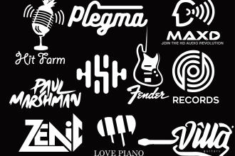 do music, dj, band, artist or musician logo