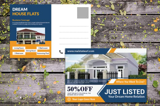 design real estate, business, and gym  postcard in 24hrs