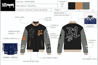 create fashion and apparel clothing tech pack and mockups