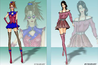 draw digital fashion illustration and fashion collection