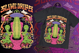 do custom trippy illustration for your graphic shirt design