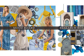 create mood boards, fashion research boards, concept boards, design portfolio