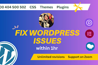 fix wordpress errors and issues within 1hr