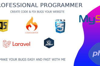 do fix bugs laravel, PHP, html, css, codeigniter, nodejs