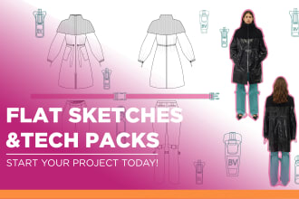 design technical fashion flats and detailed tech packs