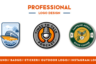 design round badge sticker label patch seal outdoor and instagram logo design