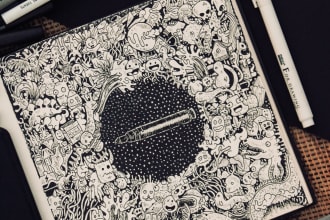 create a detailed doodle art illustration on any theme