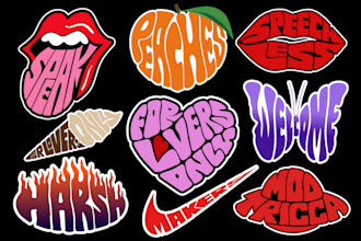 create a custom handdrawn typography sticker logo design