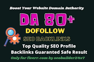 create da80plus dofollow SEO backlinks with google index