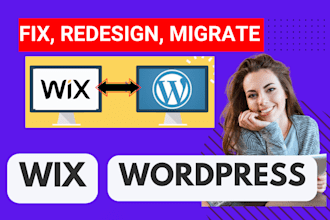 create, redesign, customize, transfer, migrate wordpress wix