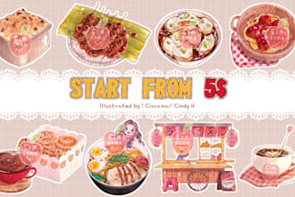 create cute illustration, clip arts, and sticker for you