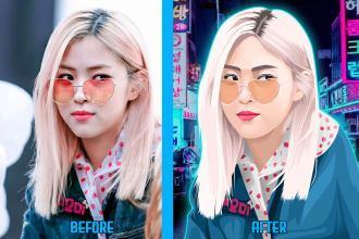 draw a cool cartoon portrait from your photo in 24 hours