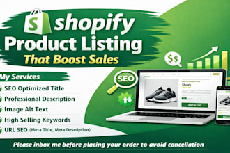write shopify product descriptions and SEO title
