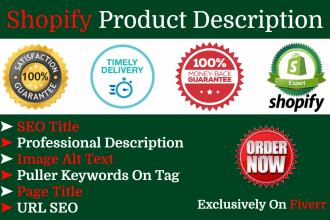 write shopify product descriptions and SEO title